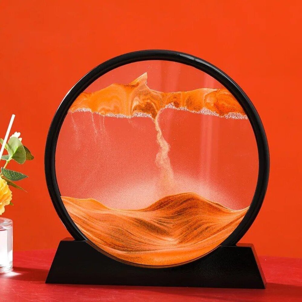 Deep Sea Moving Sand Glass Hourglass Black Base-Orange